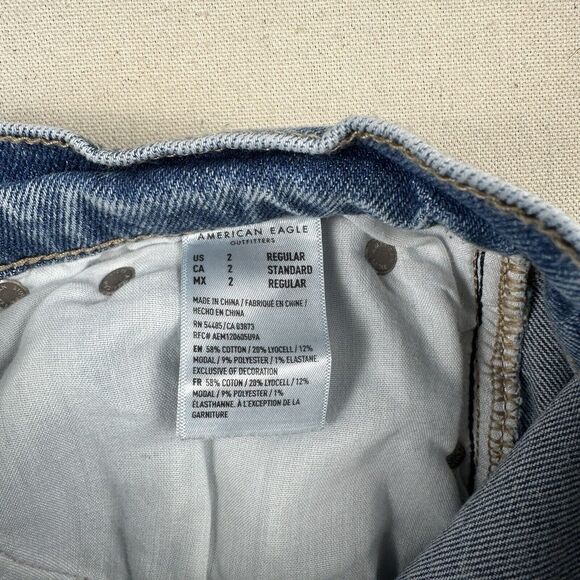 American Eagle Highest Rise 90s Boyfriend Jeans Women’s 2 Blue Denim Stretch‎ - Picture 16 of 16
